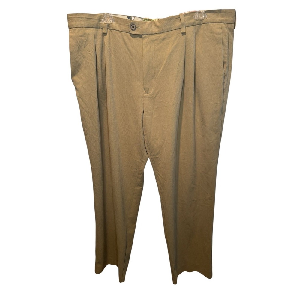 Tommy Bahama Mens Tan Pleated Silk Blend Dress Pants 42x34 Resortwear Travel